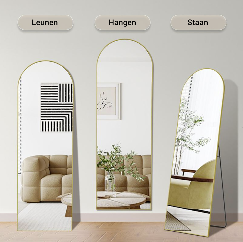 Elegant Volledige-Lengte Wandspiegel met Luxe Aluminium Frame